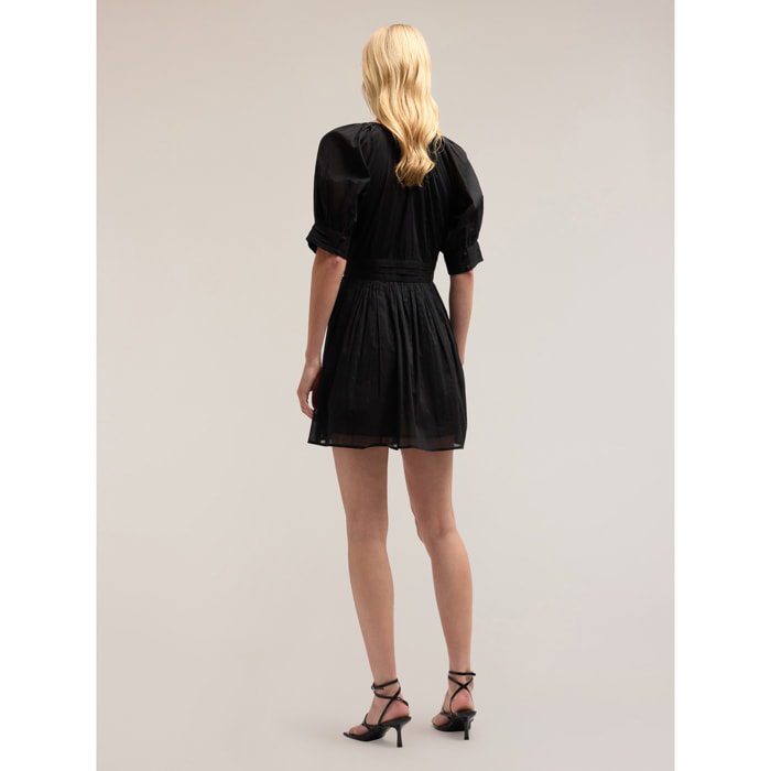 Motivi - Vestido corto de muselina de algodón - Negro