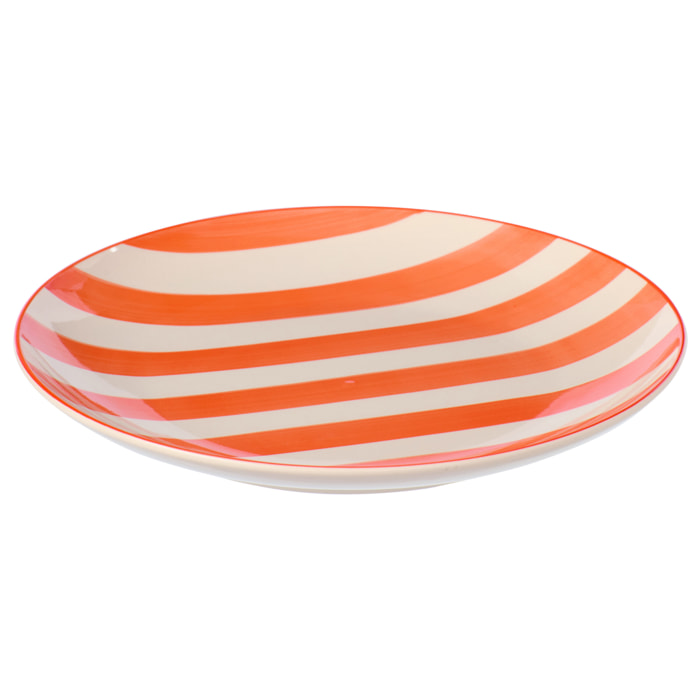 J-Line Assiette Lignée - céramique - orange/blanc - 6 pièces