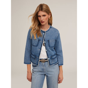 Motivi - Giacca senza collo in denim - Azzurro