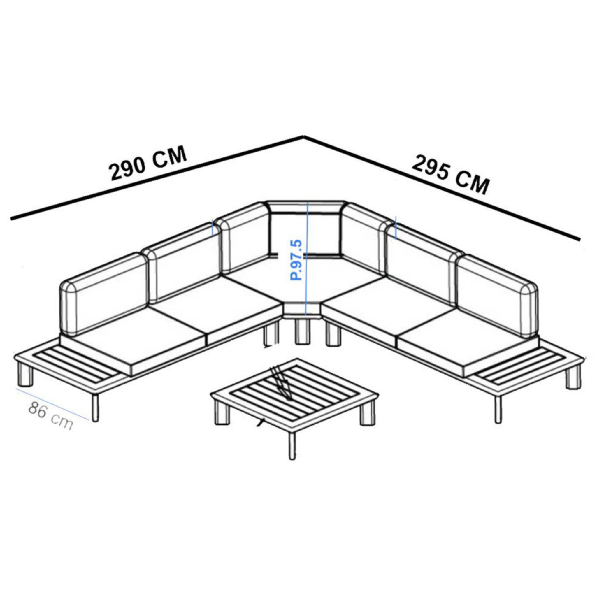 Salon de jardin en angle en aluminium - 6 places - AVIGNON