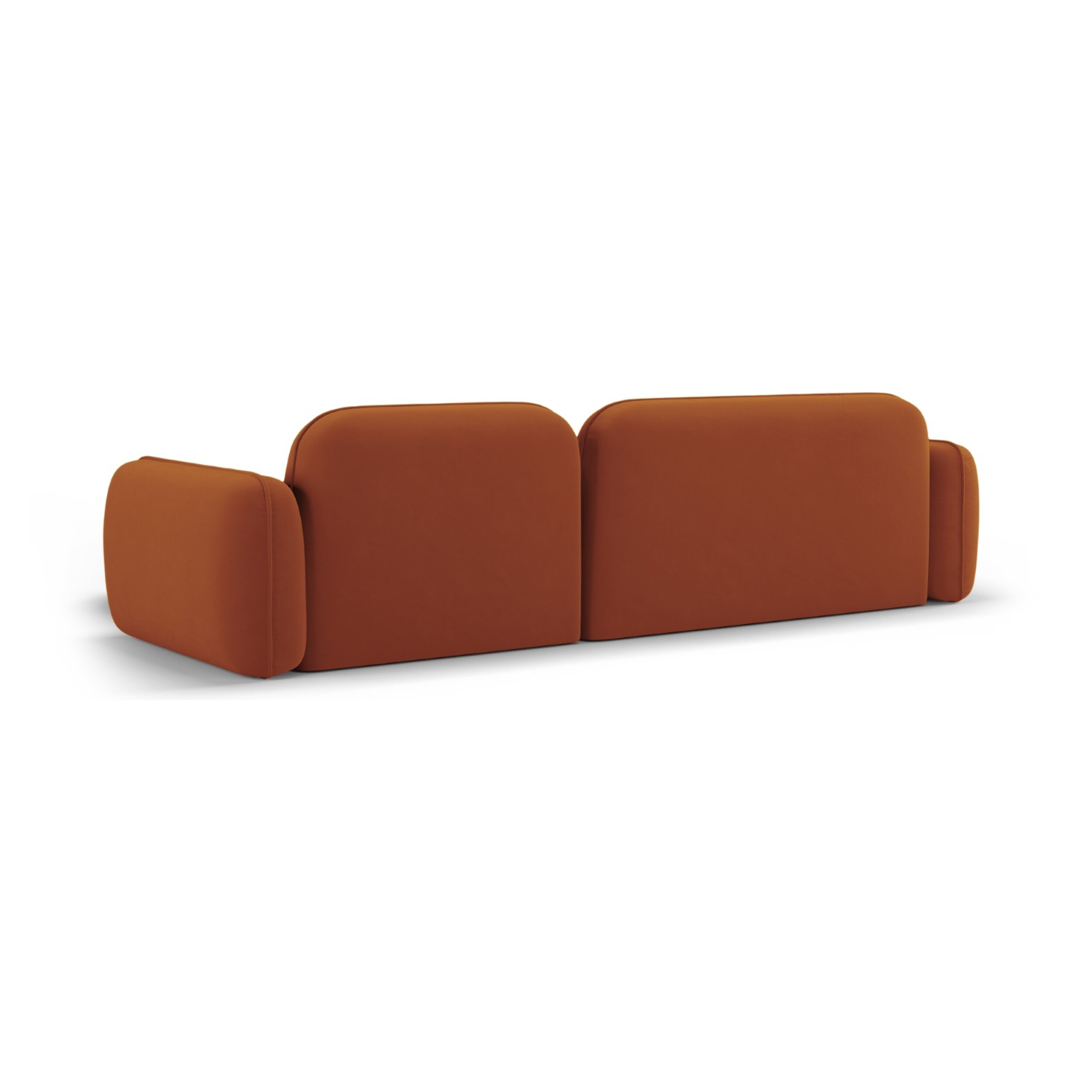 Canapé d'angle droit modulable "Lucien" 4 places en velours terracotta