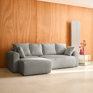 Canapé d'angle convertible réversible 3 places velours côtelé  ALMO