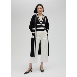 Cardigan lungo in maglia bicolore