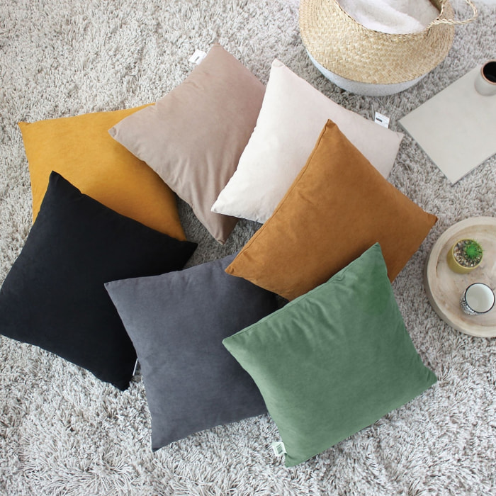 Coussin dehoussable en velours - Vert clair