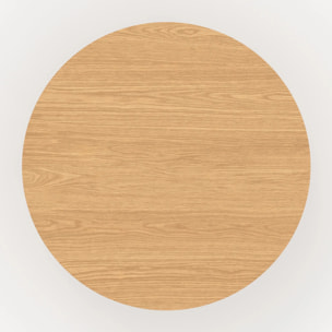 Table ronde 4 personnes en bois d'hévéa massif et placage D120 cm - Izzi