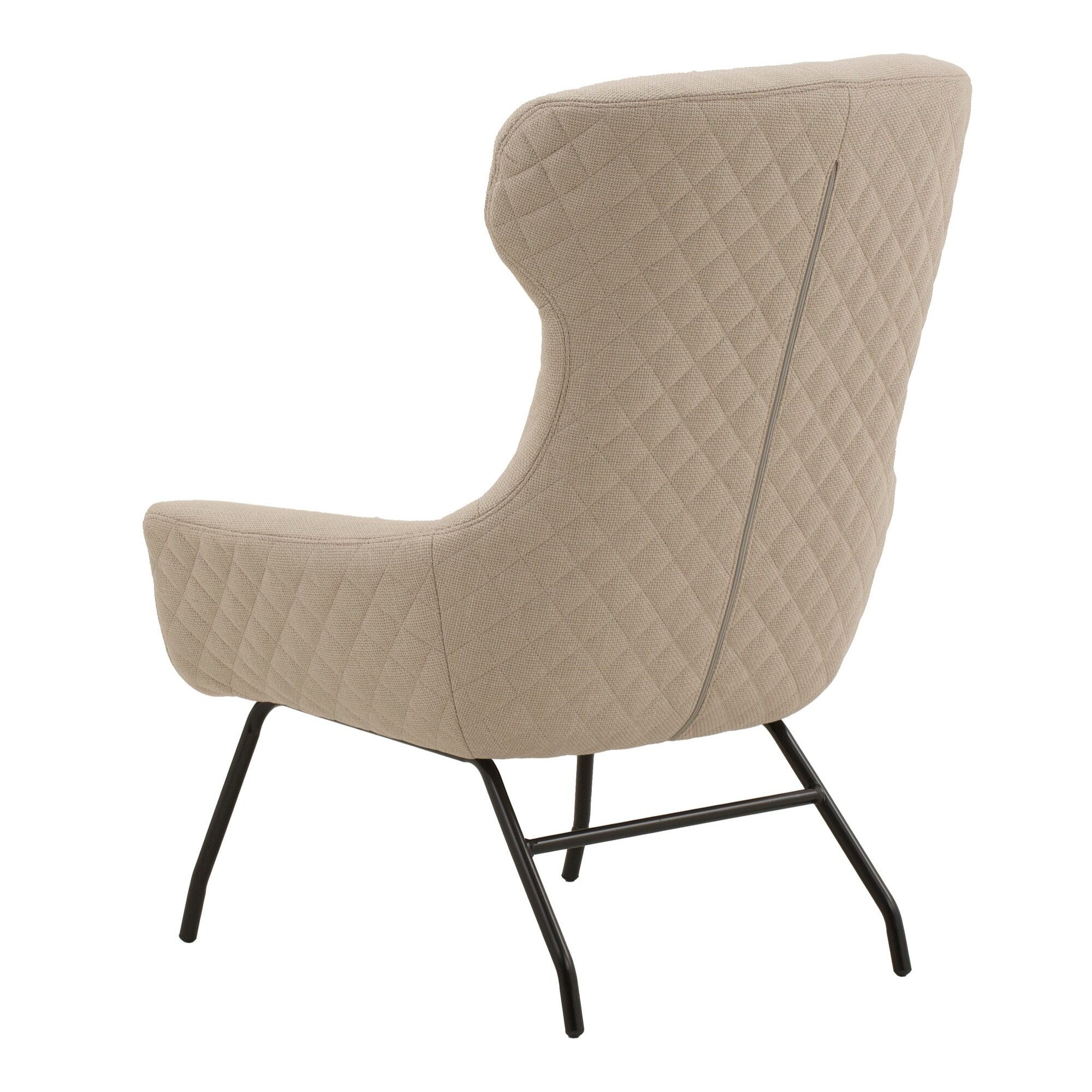 Poltrona HAITI in tessuto beige e gambe in metallo nero
