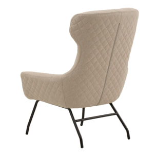 Poltrona HAITI in tessuto beige e gambe in metallo nero
