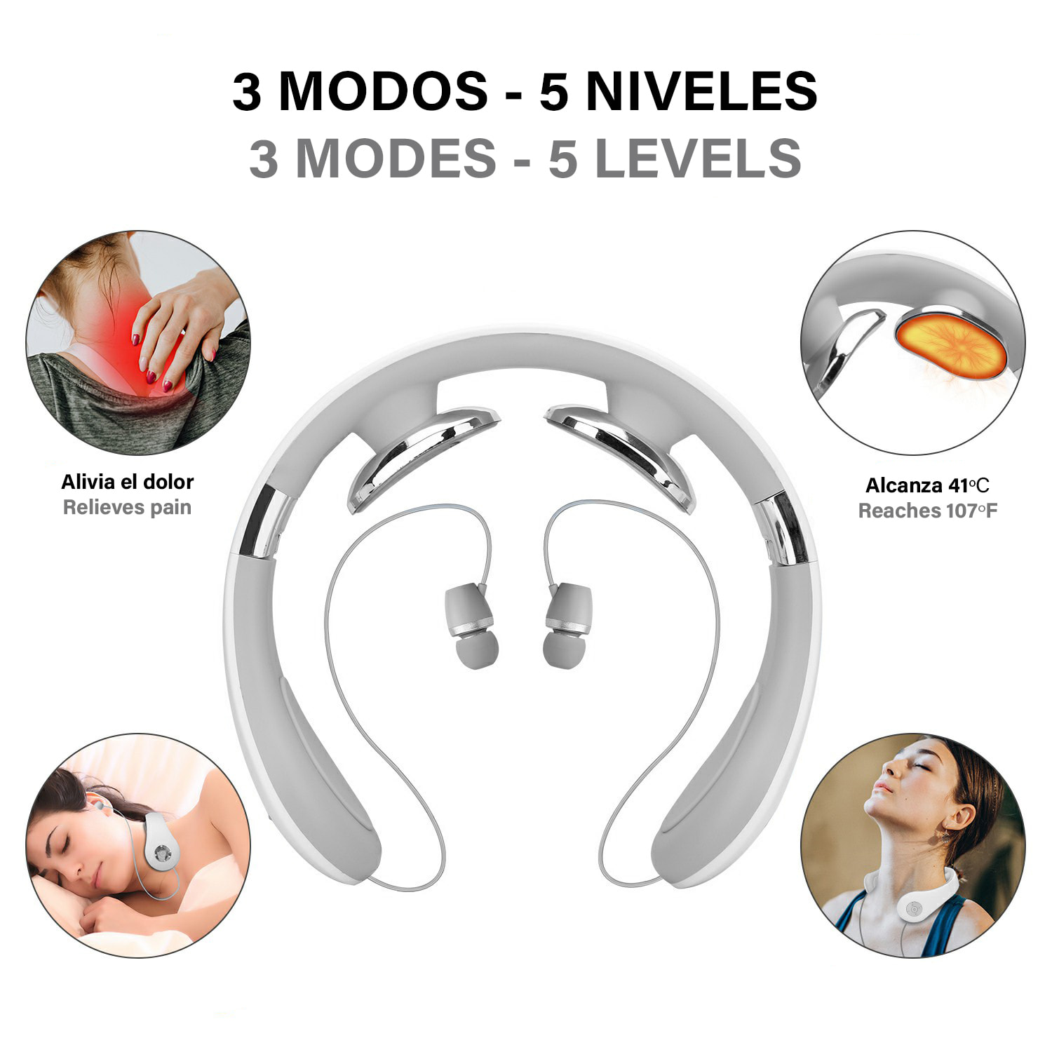 Massaggiatore per collo intelligente con cuffie Bluetooth 5.0.