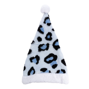 Cappello di peluche extra morbido. Design leopardato blu chiaro. 31x48 cm.