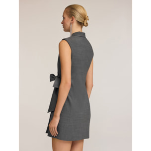 Motivi - Vestido cruzado con lazo - Gris