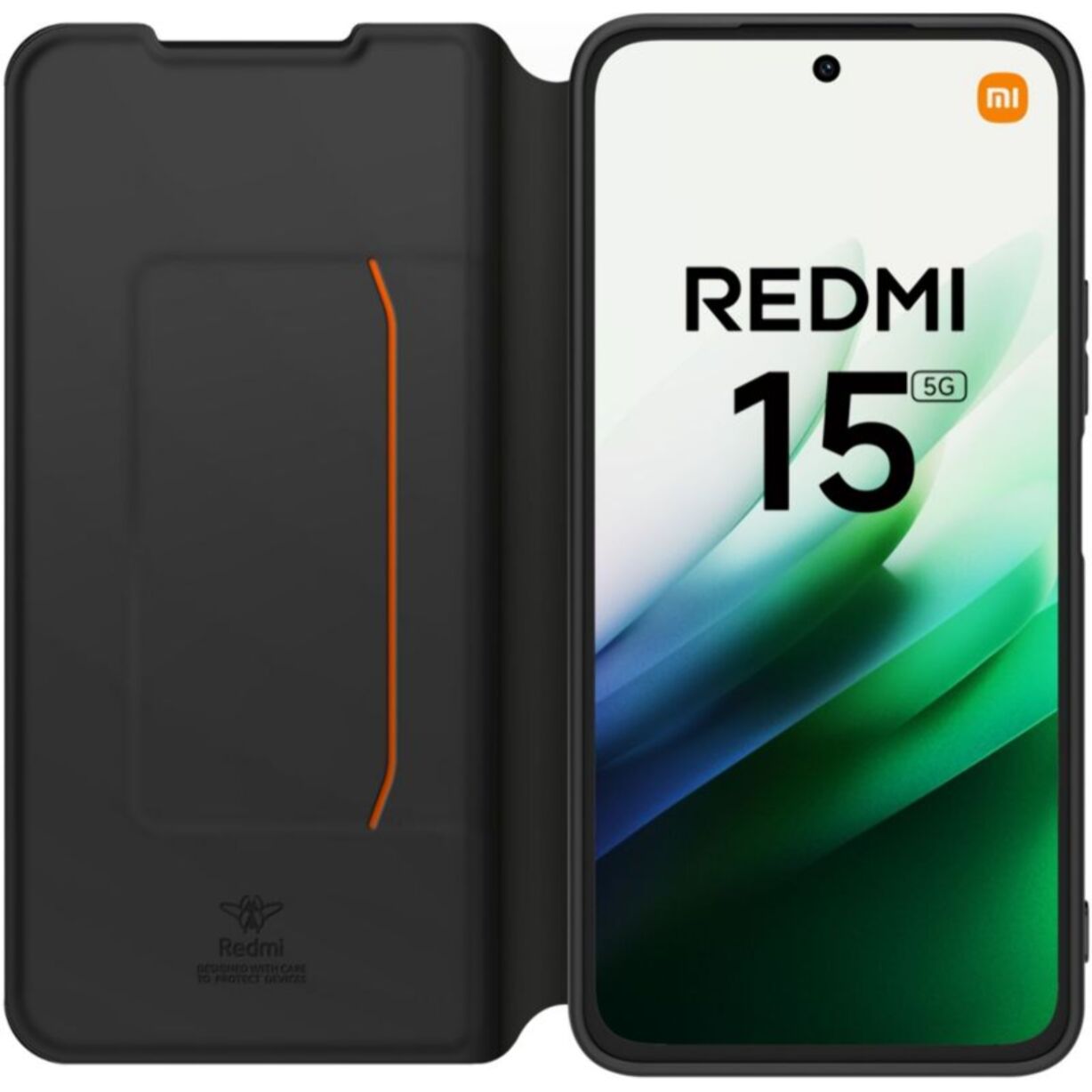 Etui avec cordon MADE FOR XIAOMI Redmi 15 5G folio Noir + dragonne