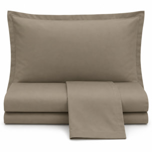 HERMET Completo Letto Matrimoniale in 100% Cotone zerObed_Olympia_Tortora