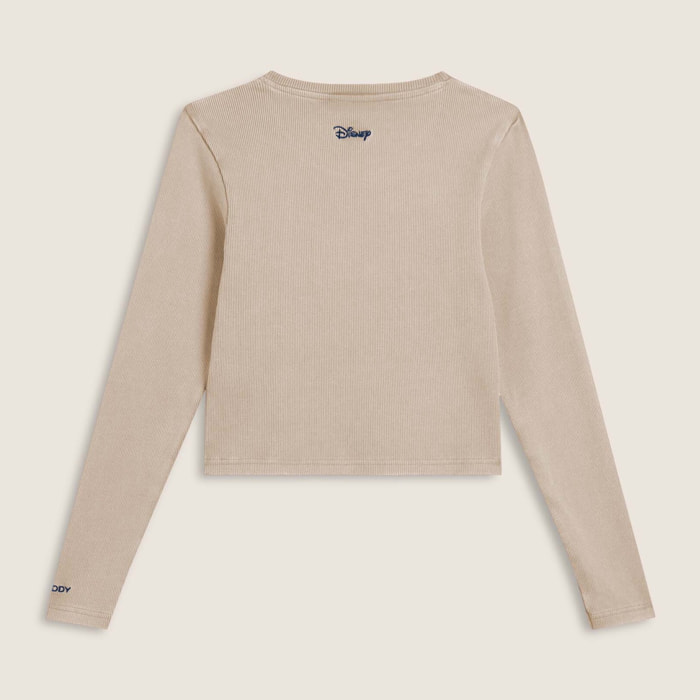 T-shirt cropped da donna a manica lunga con ricami Disney