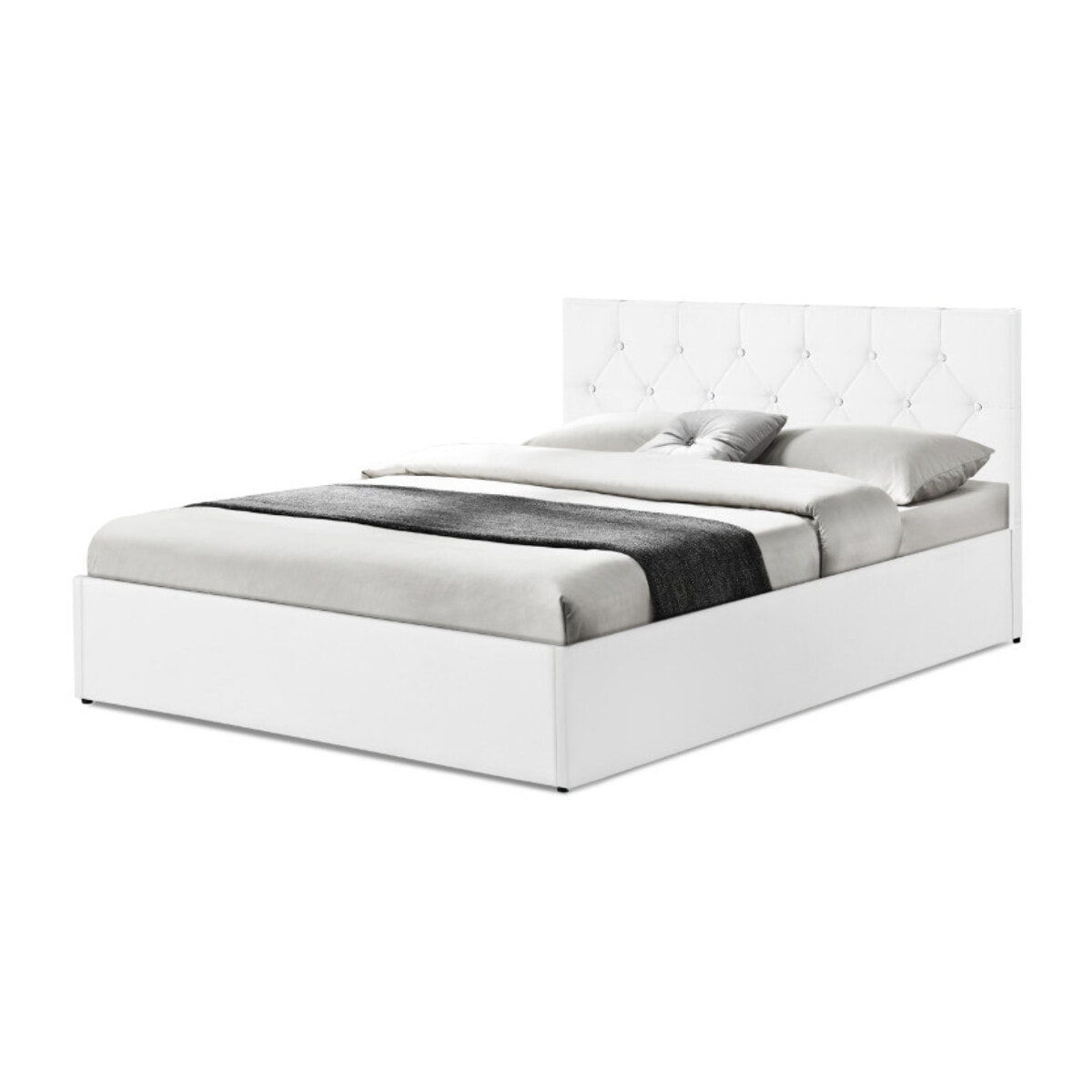 Lit coffre Hanna 140x190cm simili cuir blanc