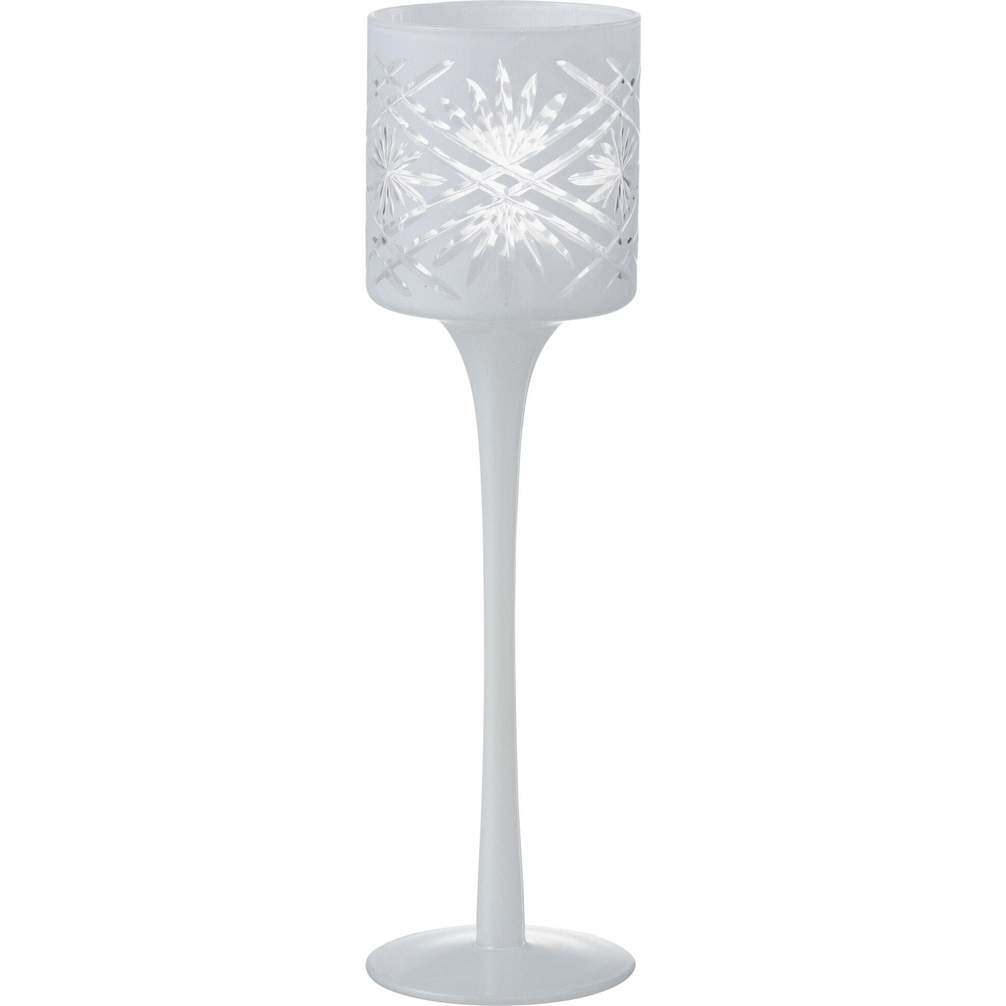 J-Line photophore sur Pied Santorini - verre - blanc - small