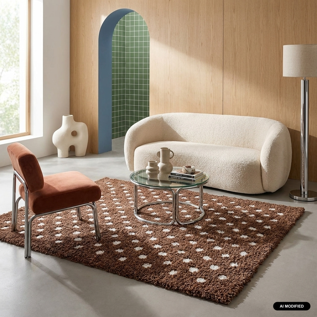 Tapis intérieur à pois marron et crème ENO