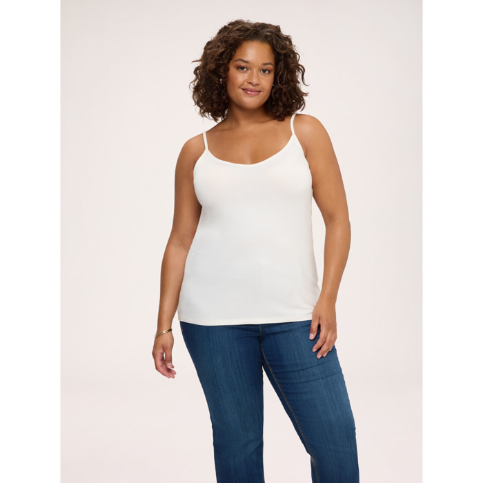 Fiorella Rubino - Top in jersey di viscosa con scollo a V - Bianco