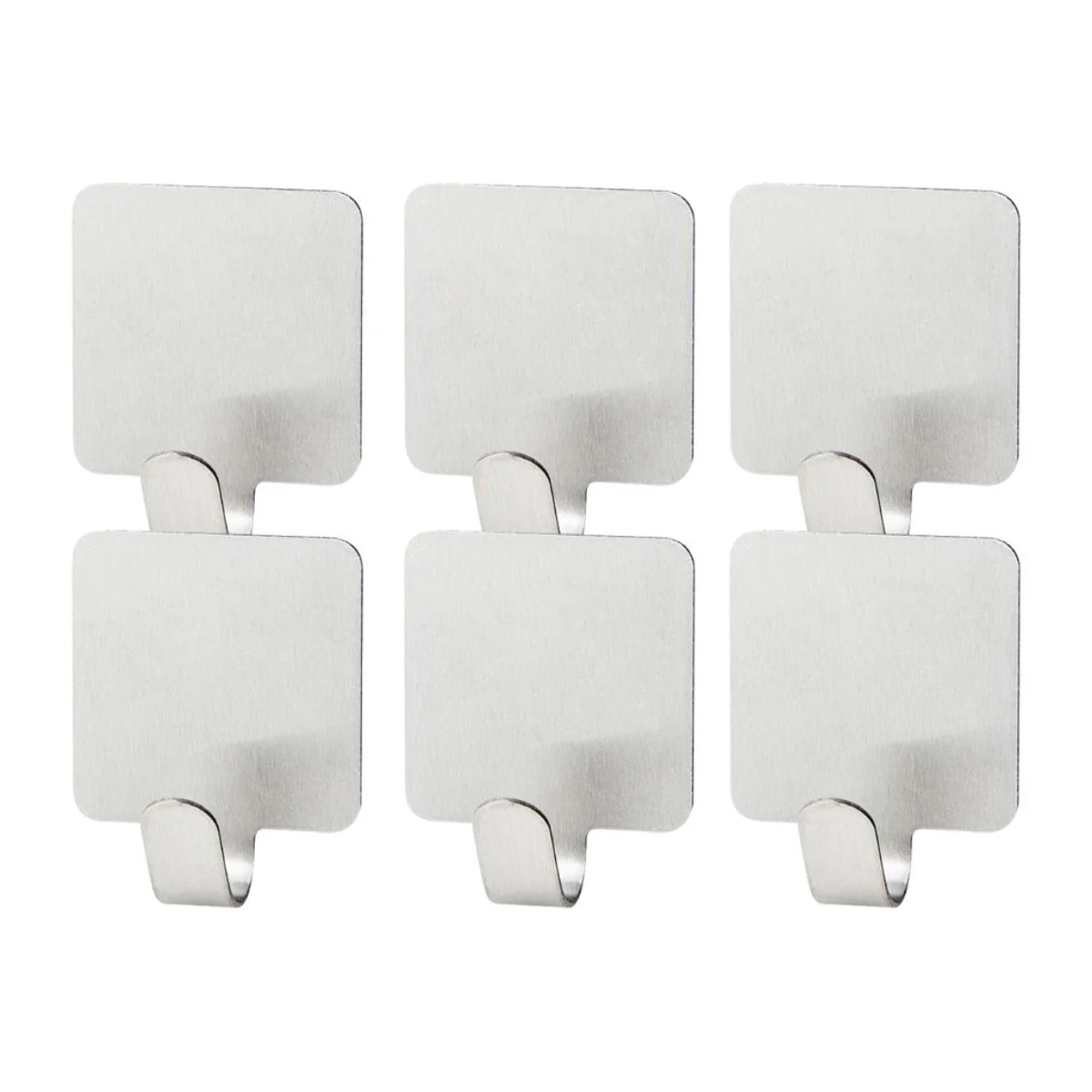 Ensemble de 6 crochets adhésifs carrés en acier inoxydable Fackelmann Tecno