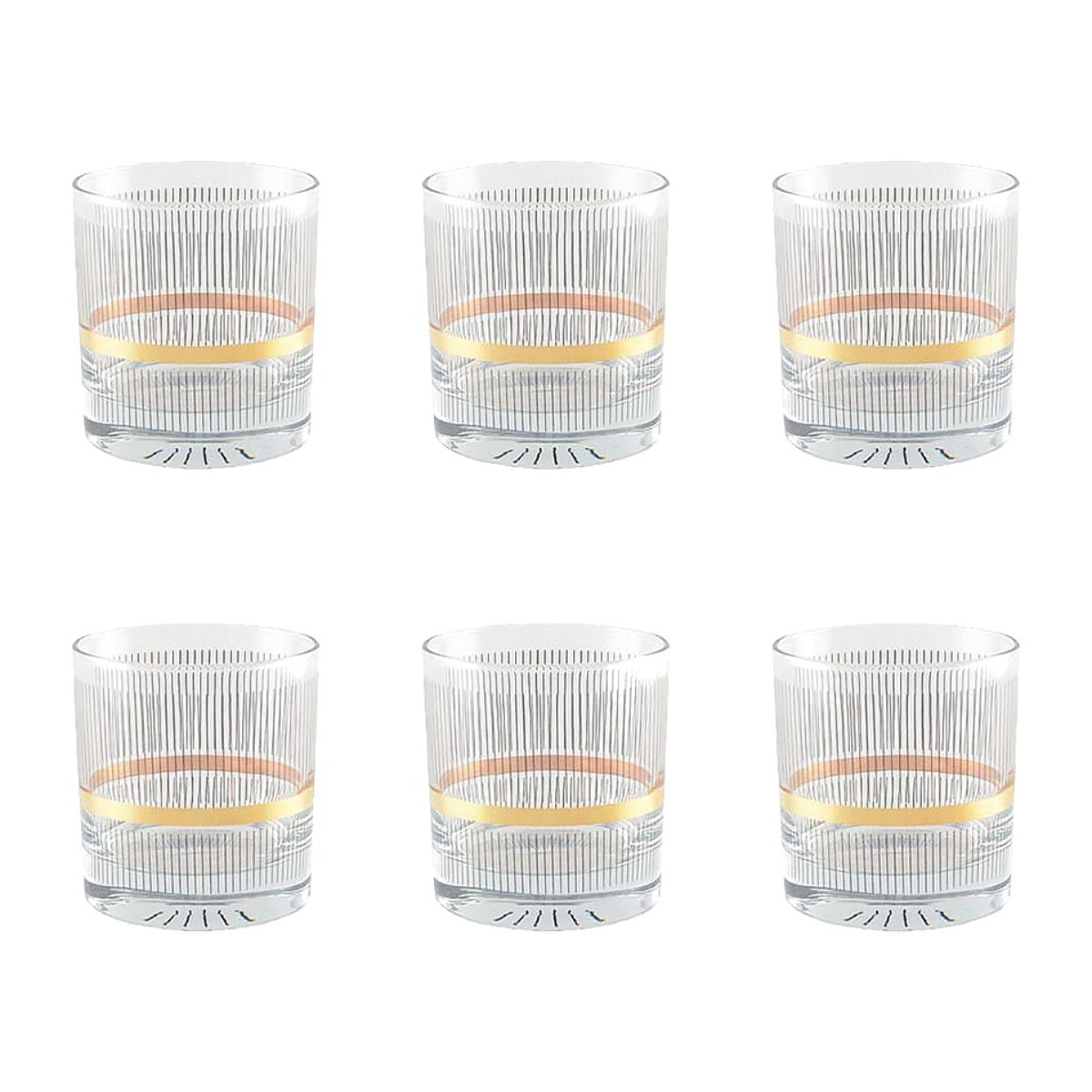 Verres à whisky fil noir et doré - lot de 6