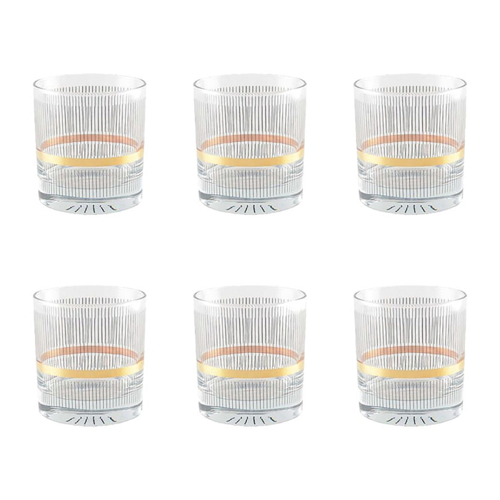 Verres à whisky fil noir et doré - lot de 6