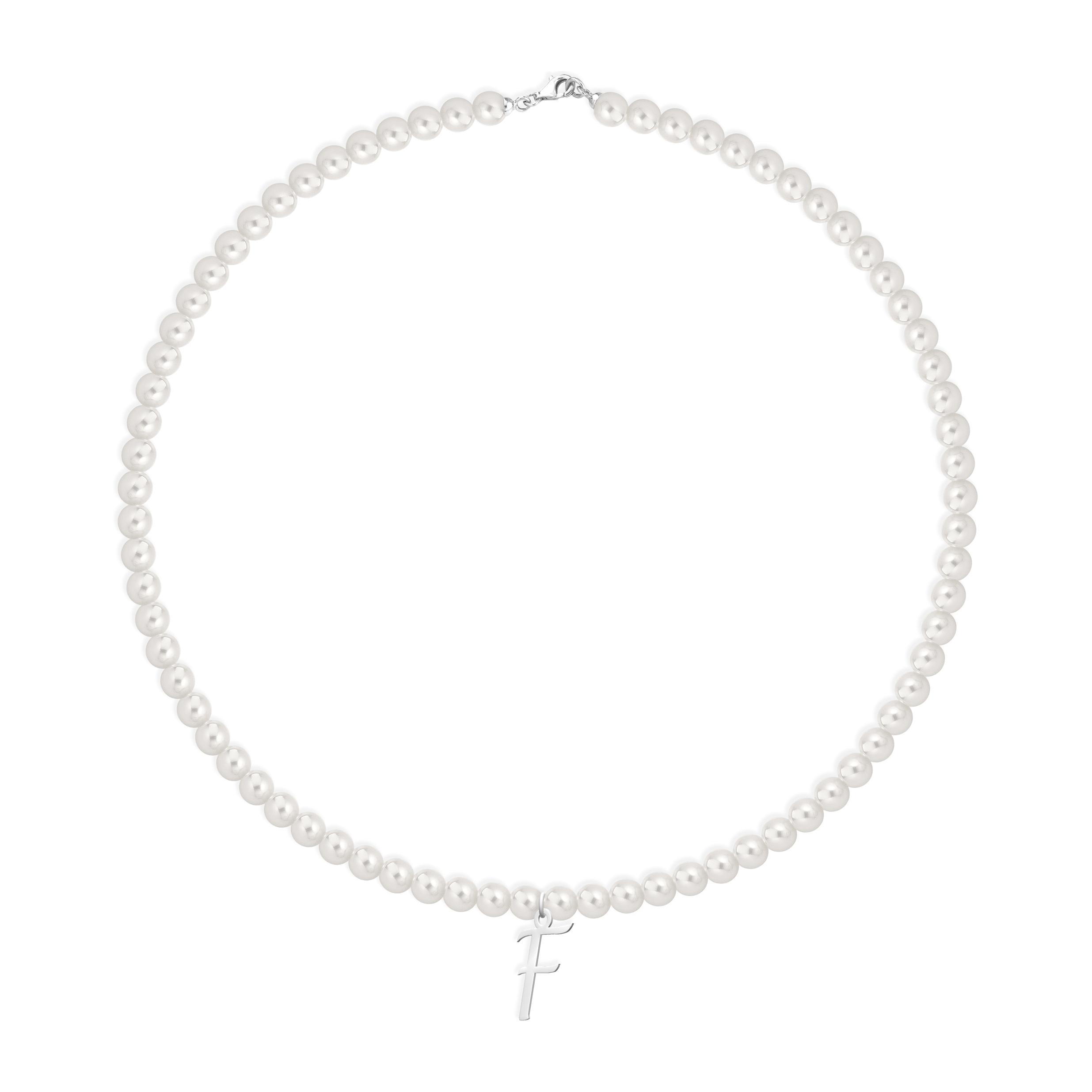 Collana Fujiko con Pendente Lettera F Perle Argento