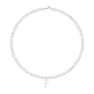 Collana Fujiko con Pendente Lettera F Perle Argento