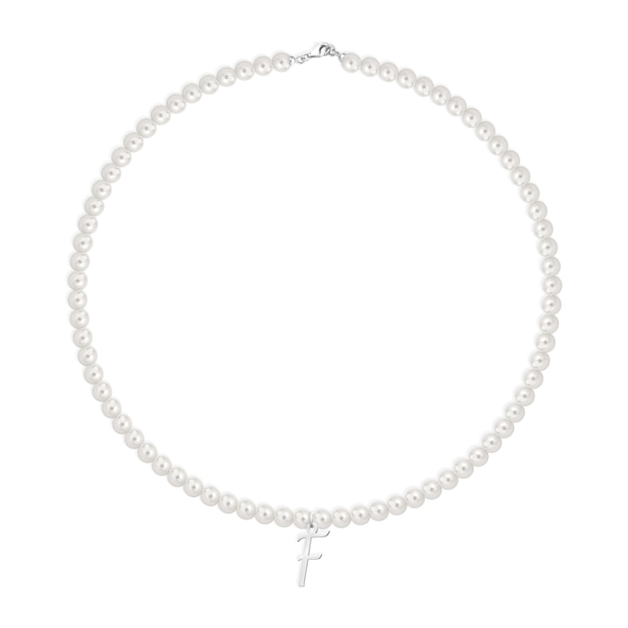 Collana Fujiko con Pendente Lettera F Perle Argento