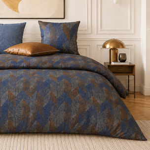 Parure housse de couette 100% percale de coton motif losanges à pois - BLUSKY