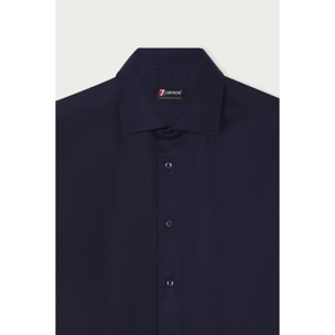 Camicia Uomo 1 Bottone Francese Slim Cotone Unito Nero