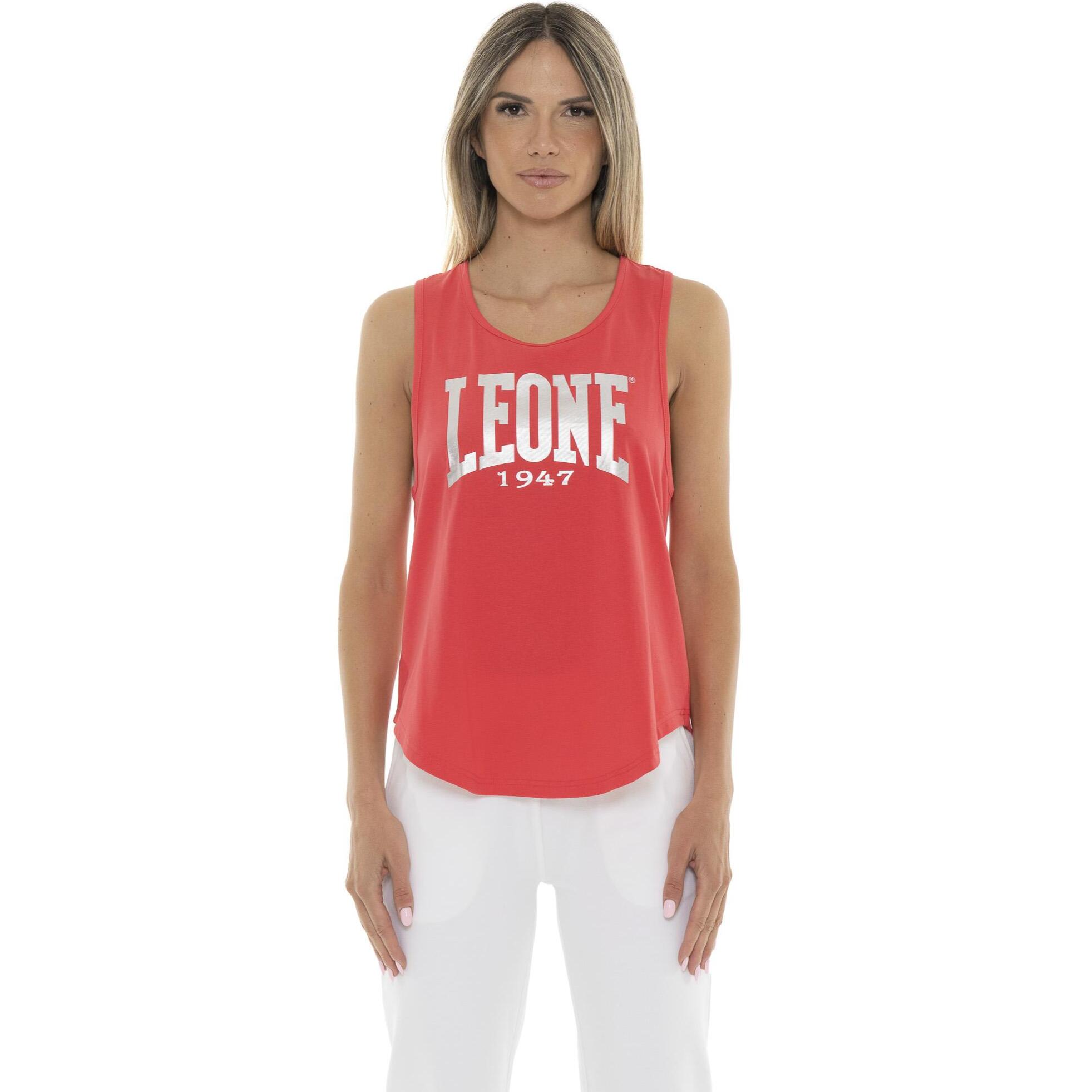 Canotta donna Leone 1947 Apparel in cotone con grande logo metallico frontale.