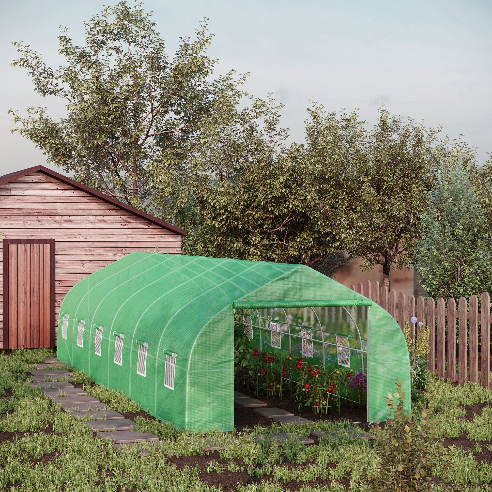 Invernadero de Jardín 800x300x200 cm Tipo TáÂºnel para Cultivo de Plantas Acero PE