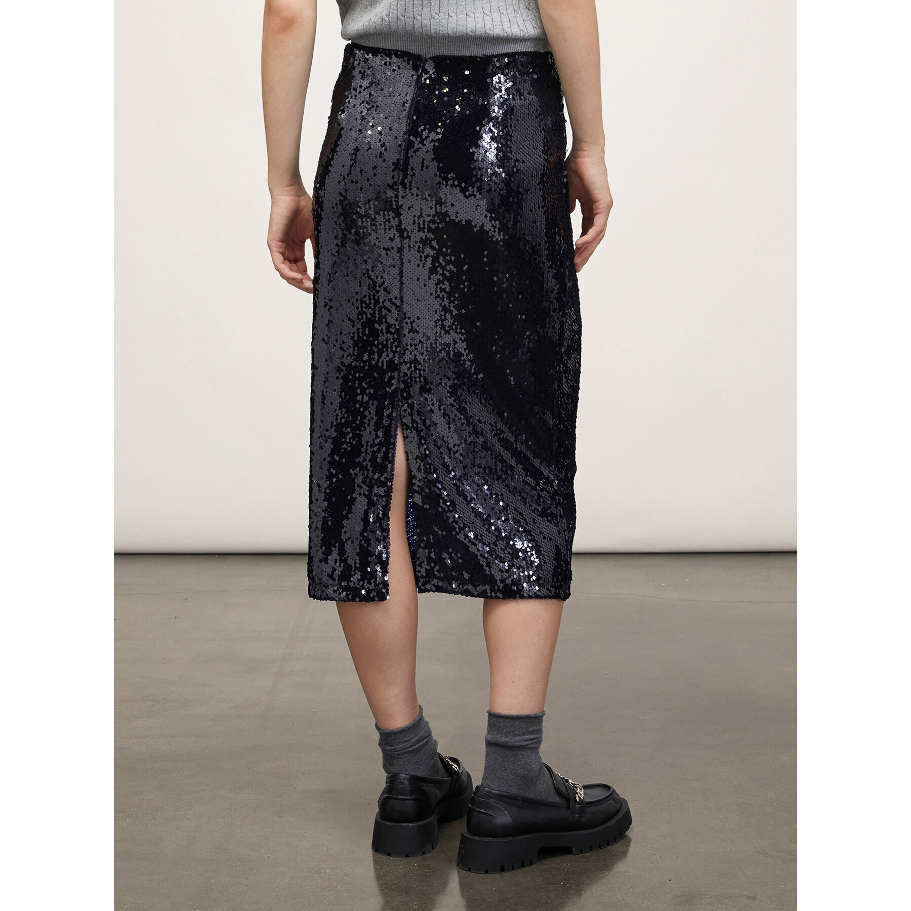 Motivi - Falda longuette de lentejuelas - Azul