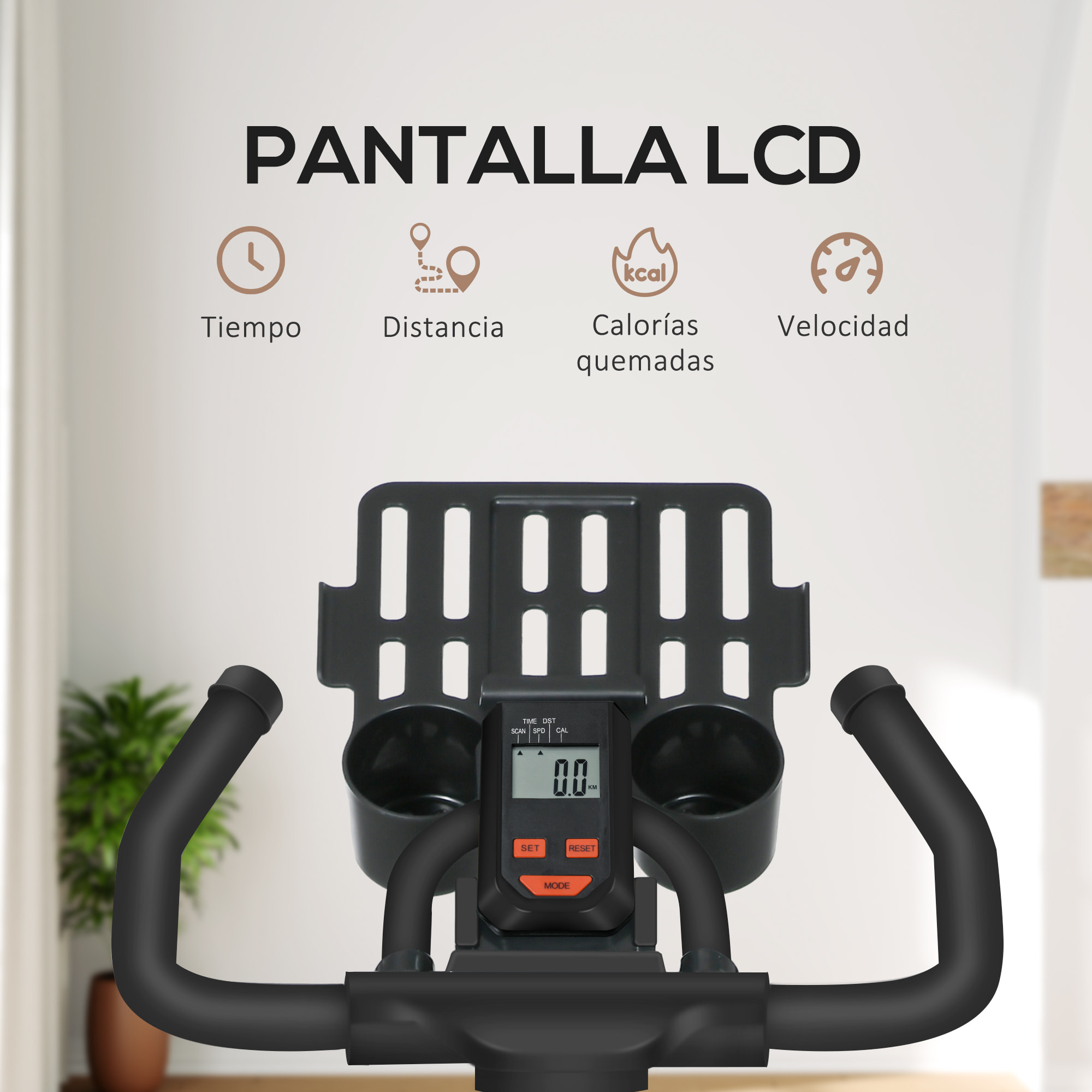 Bicicleta Estática con Resistencia Regulable Bici Estática Bicicleta de Fitness con Volante de Inercia 8 kg Pantalla LCD Manillar y Asiento Ajustable para Casa Gimnasio Rojo
