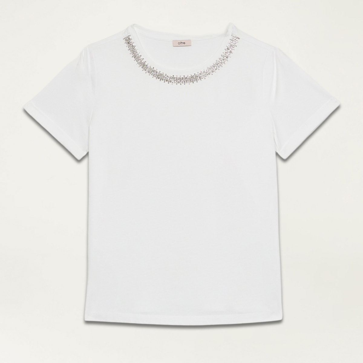 Oltre - T-shirt con ricamo gioiello - Bianco