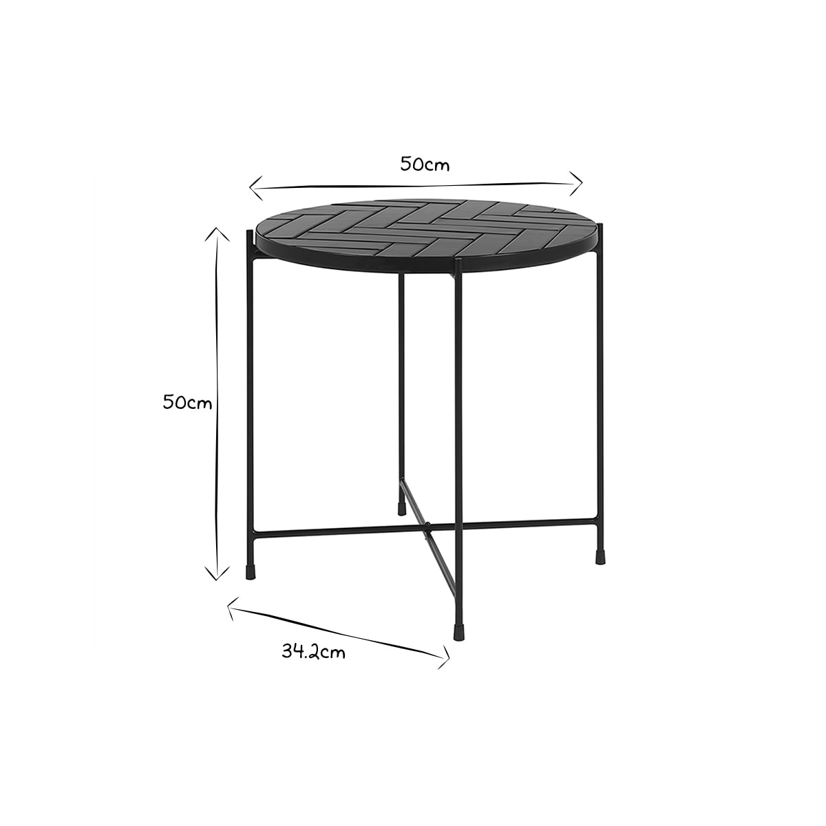 Table basse ronde en céramique vert foncé et métal noir D50 cm KOTTA