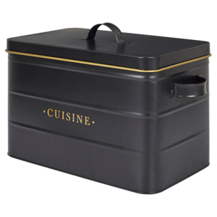 Boite Metal Noir Et Dore Cuisine M4