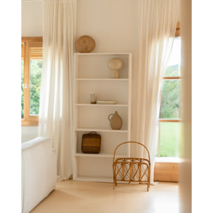 Estantería de madera maciza tono blanco con 4 estantes Alto: 182 Largo: 80 Ancho: 20