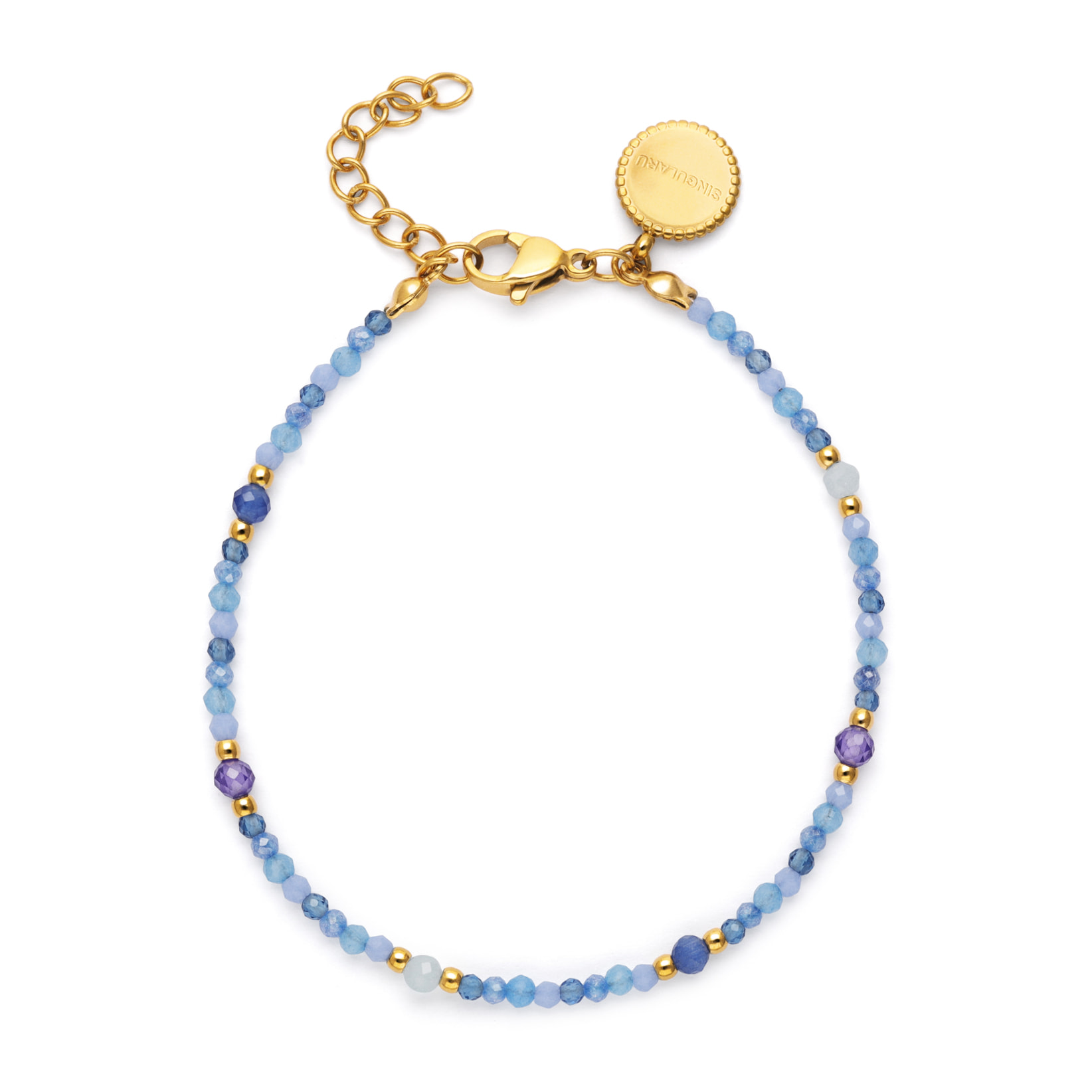 Pulsera Glam Azul Acero Baño Oro