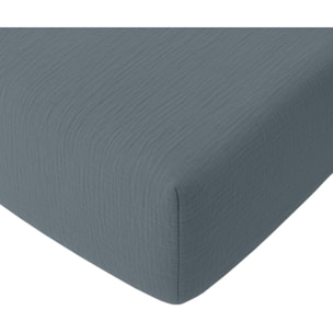 Housse de couette gaze de coton lavé bleu petrole