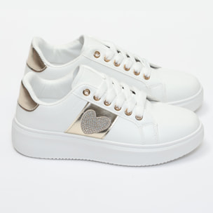Sneakers in simil pelle con dettaglio strass