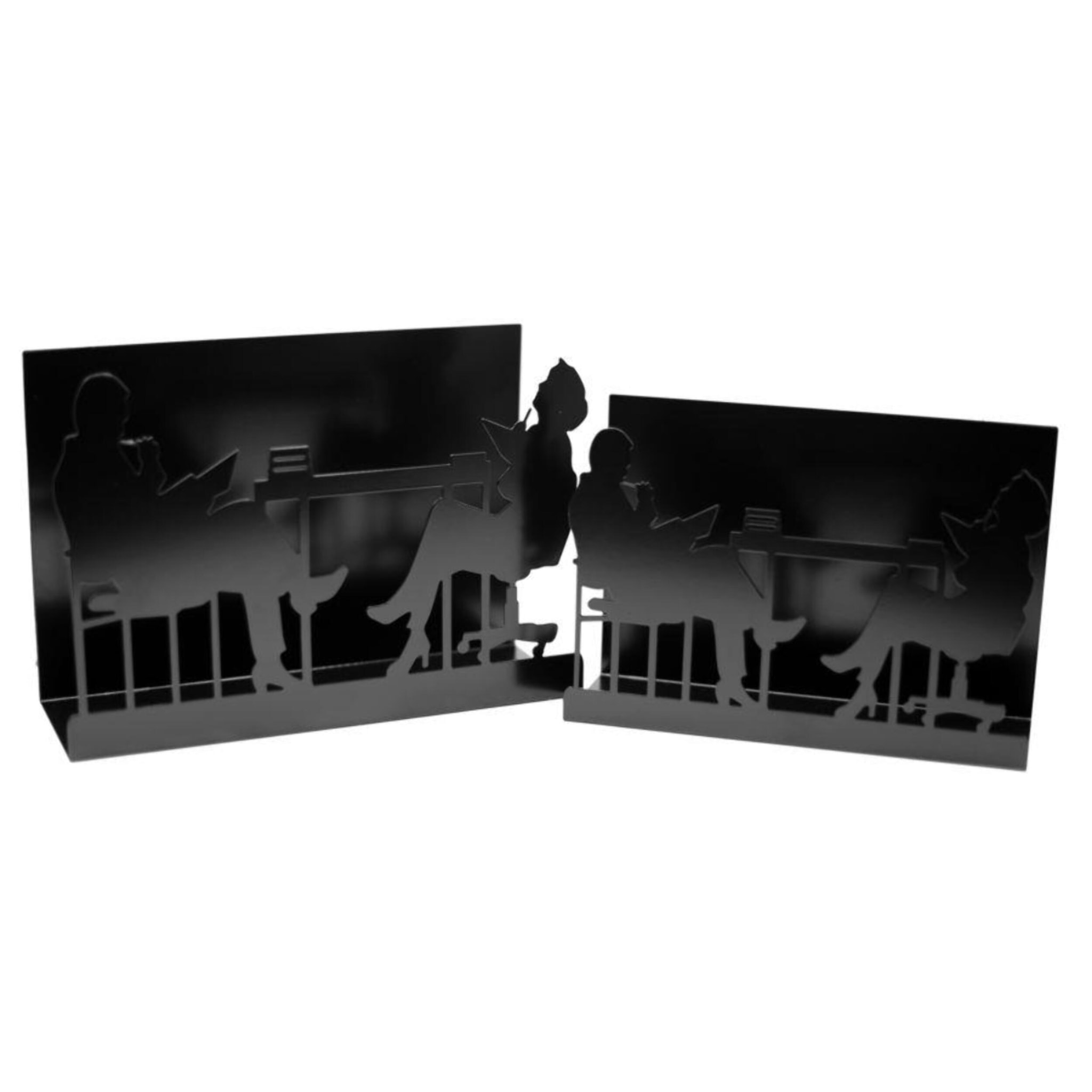 Set di 2 portariviste in metallo design sagome nero cm35x12h24