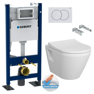 Pack Autoportant Bâti-support Duofix + WC sans bride Vitra Integra + Abattant softclose + Plaque blanche