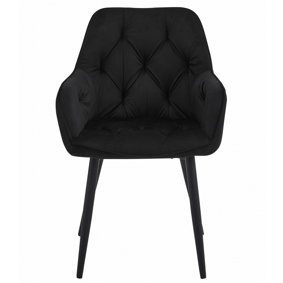 Poltroncina Jork in velluto nero con gambe in metallo