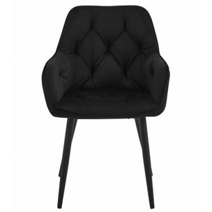 Poltroncina Jork in velluto nero con gambe in metallo