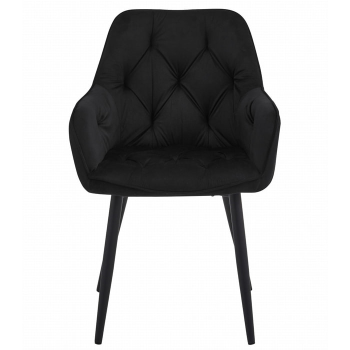 Poltroncina Jork in velluto nero con gambe in metallo
