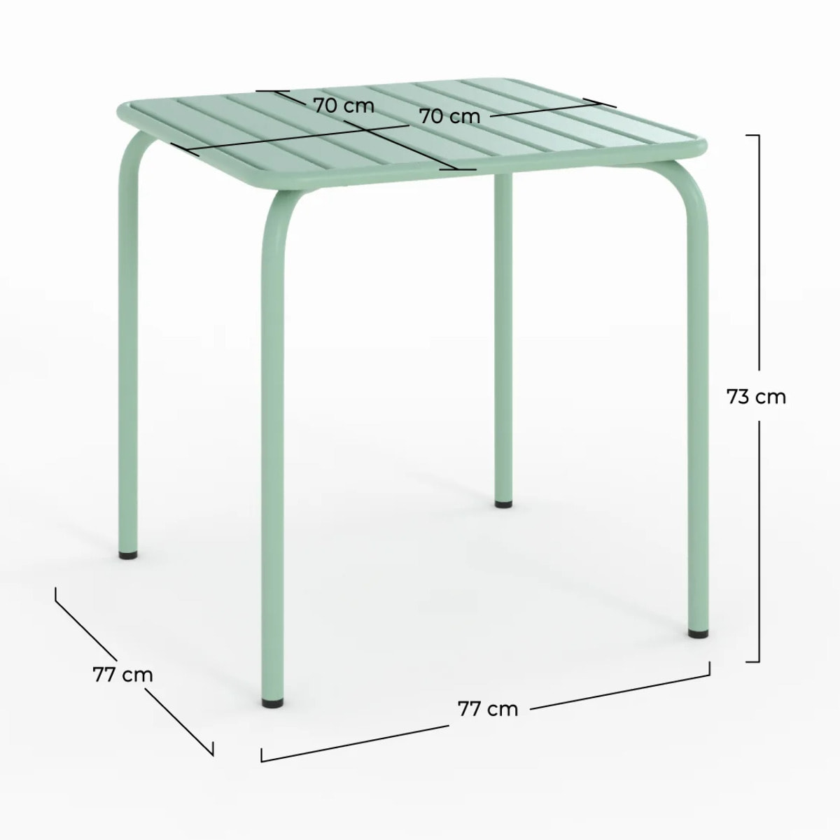 Table de jardin carrée en métal vert clair - Yumi