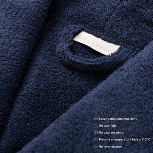 Albornoz s-m 100%algodón 360gsm azul con ribetes grises scalpers home