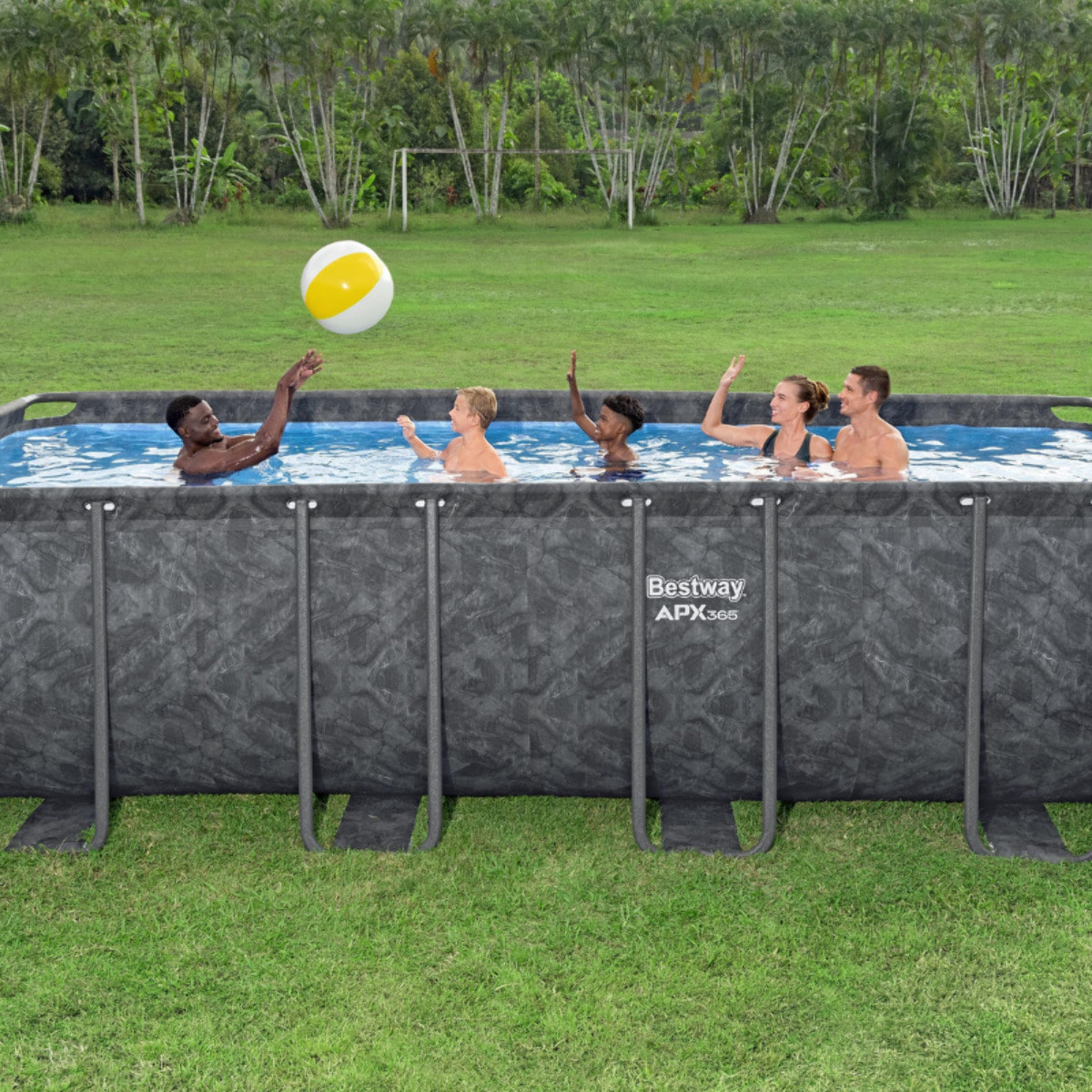Bestway Piscine hors sol tubulaire rectangulaire Bestway APX 365 - 549 x 274 x 132 cm gris foncé
