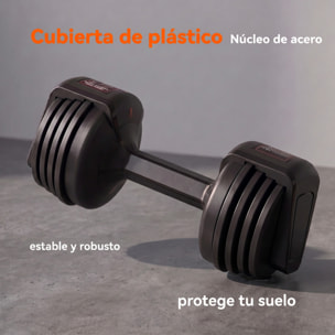 SPORTNOW Mancuerna Ajustable 11 kg con 5 Niveles de Peso, Pesas y Mancuernas, Sistema de Ajuste Rápido, Bloqueo de Seguridad, Agarre Antideslizante y Base, para Entrenamiento en Casa, Gimnasio
