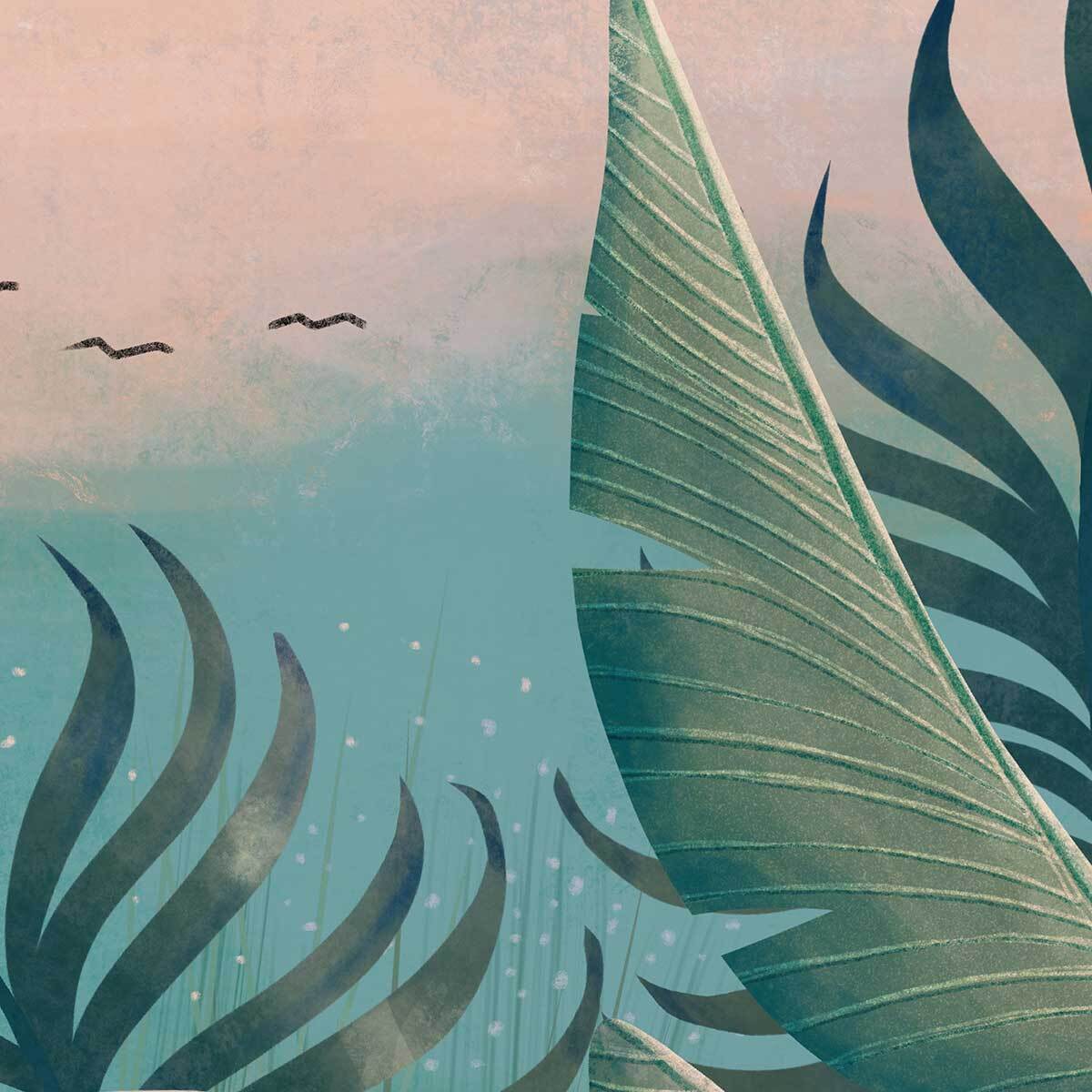 Affiche illustration jardin succulentes et cie Affiche + cadre en bois - Noir